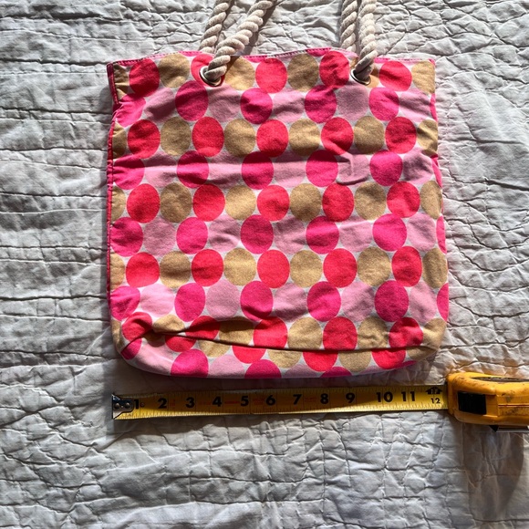 Pink and Tan Polka Dot Tote Bag - Picture 6 of 7